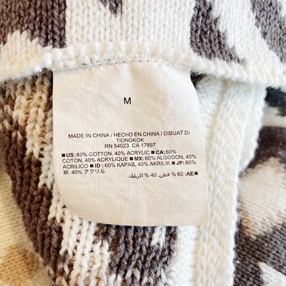 Old Navy Maternity Womens Aztec Poncho Turtleneck Knit Sweater Medium Cream Gray - Picture 8 of 9